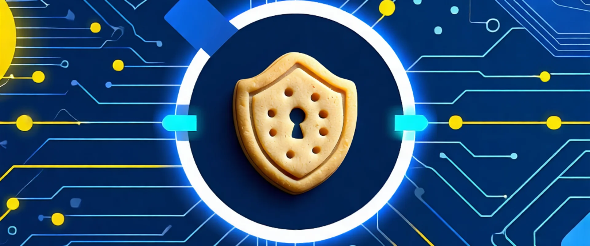 Biểu ngữ Chính sách Cookie của b52 club với hình ảnh bánh quy và các biểu tượng bảo mật