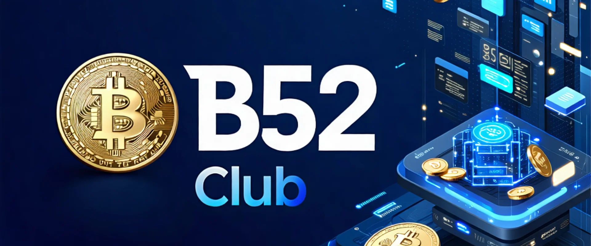 Hình ảnh tiền điện tử và logo b52 club, thể hiện sự an toàn và tốc độ giao dịch