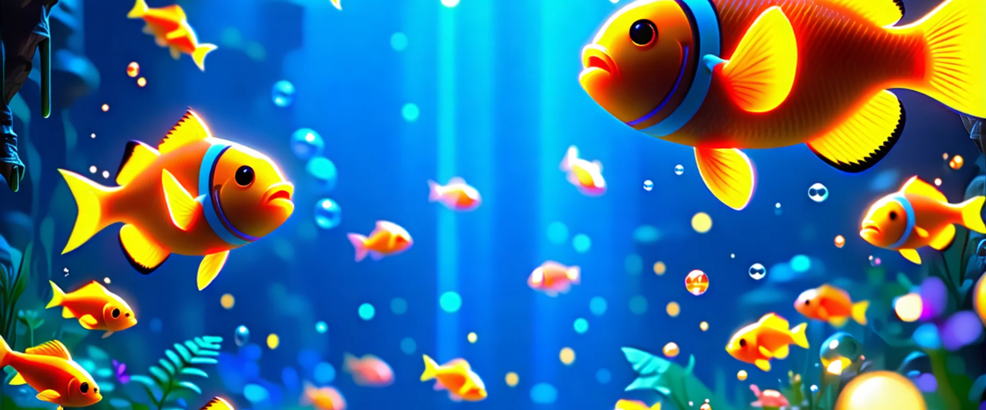 Hình ảnh đại dương rực rỡ với các loài cá và biểu tượng b52 club