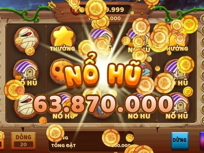 Hình ảnh máy đánh bạc Slot tại b52 club, với biểu tượng jackpot và tiền xu.