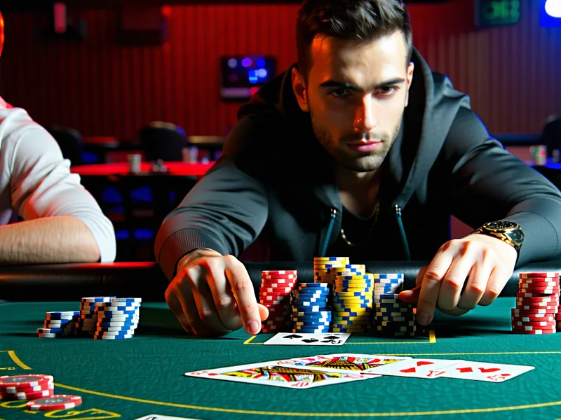 Bàn chơi Poker tại b52 club với các lá bài và chip cược