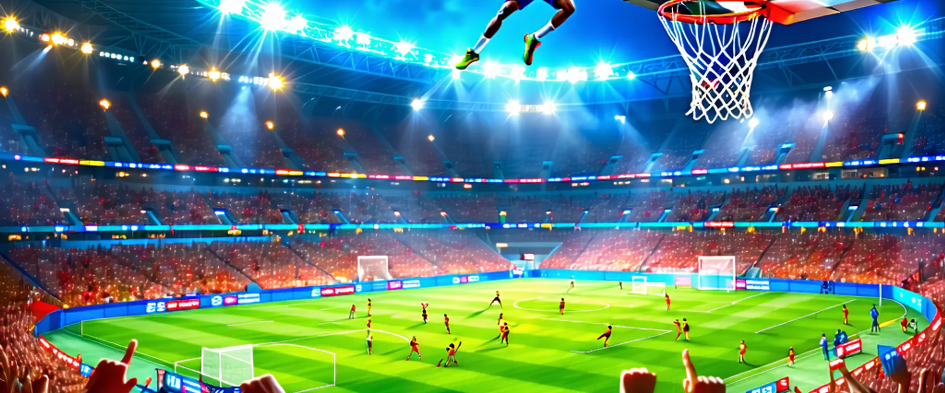 Cá cược thể thao b52 club, sân vận động sôi động với người hâm mộ và các môn thể thao khác nhau