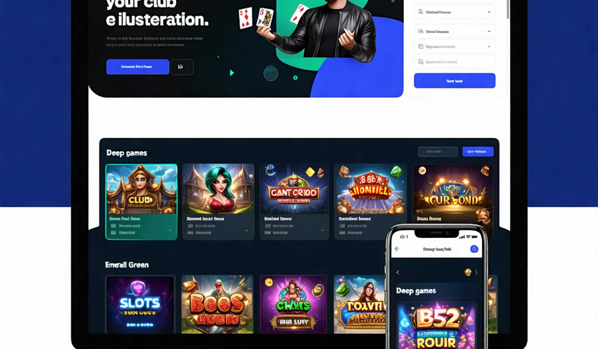 Giao diện người dùng B52 Club trên máy tính và điện thoại, hiển thị các trò chơi và nút đăng nhập